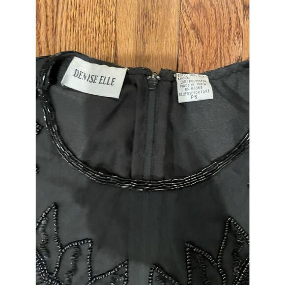 Vintage 80s Denise Elle Black Beaded Dress, size petite S - GUC - Picture 5 of 8